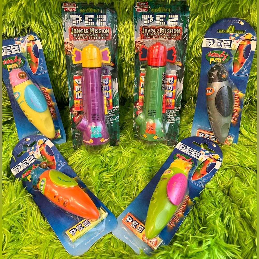 PEZ FINDS for your collection.jungle mission, survival kit,candy dispenser,&pens